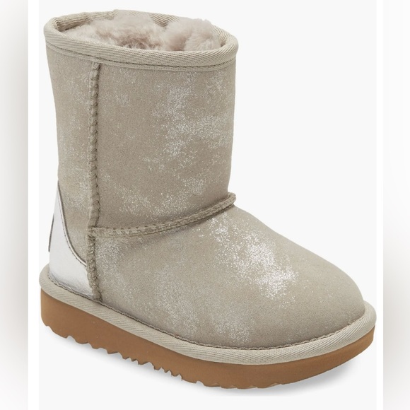 UGG Other - Ugg Classic Il Shimmer Metallic Bootie Silver Girls Winter Boots